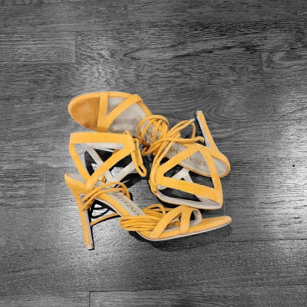 New STUART WEITZMAN Soiree 100 Lace-Up Sandals Mango SZ 5.5 - Picture 5 of 6